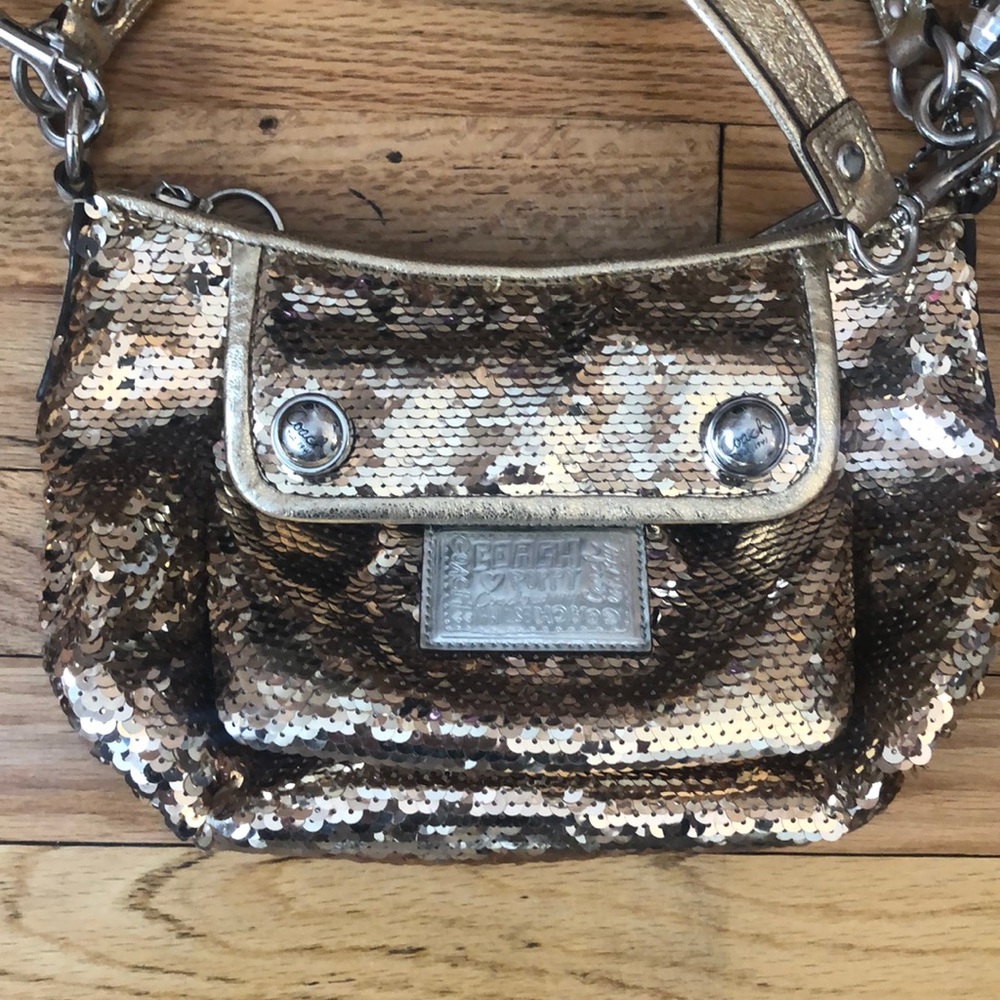 Gold Sparkly Coach Bag